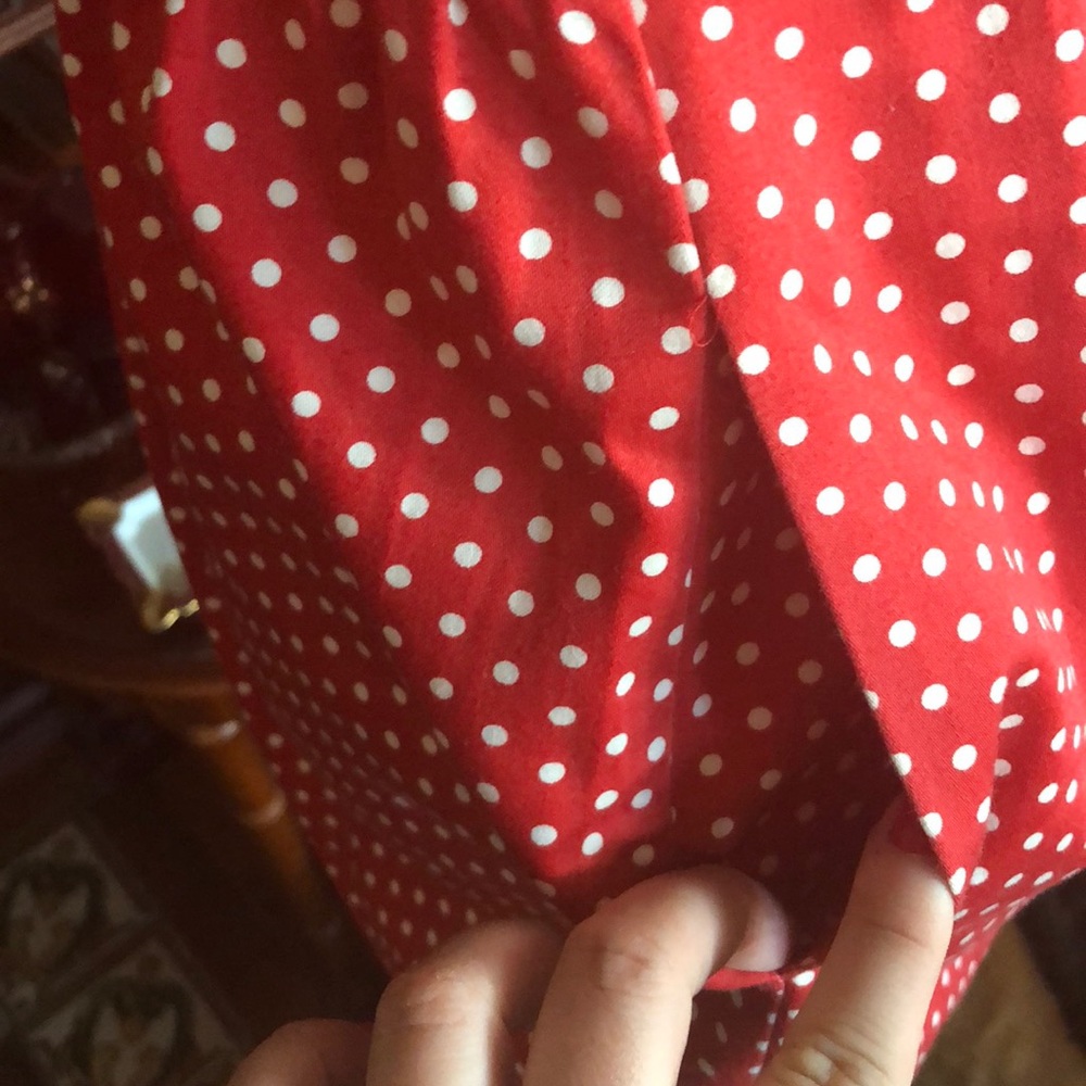 Red and White Polka-dot Strapless Dress - Picture 5 of 8